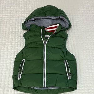 Kids Green Puffer Vest with Removable Hood
